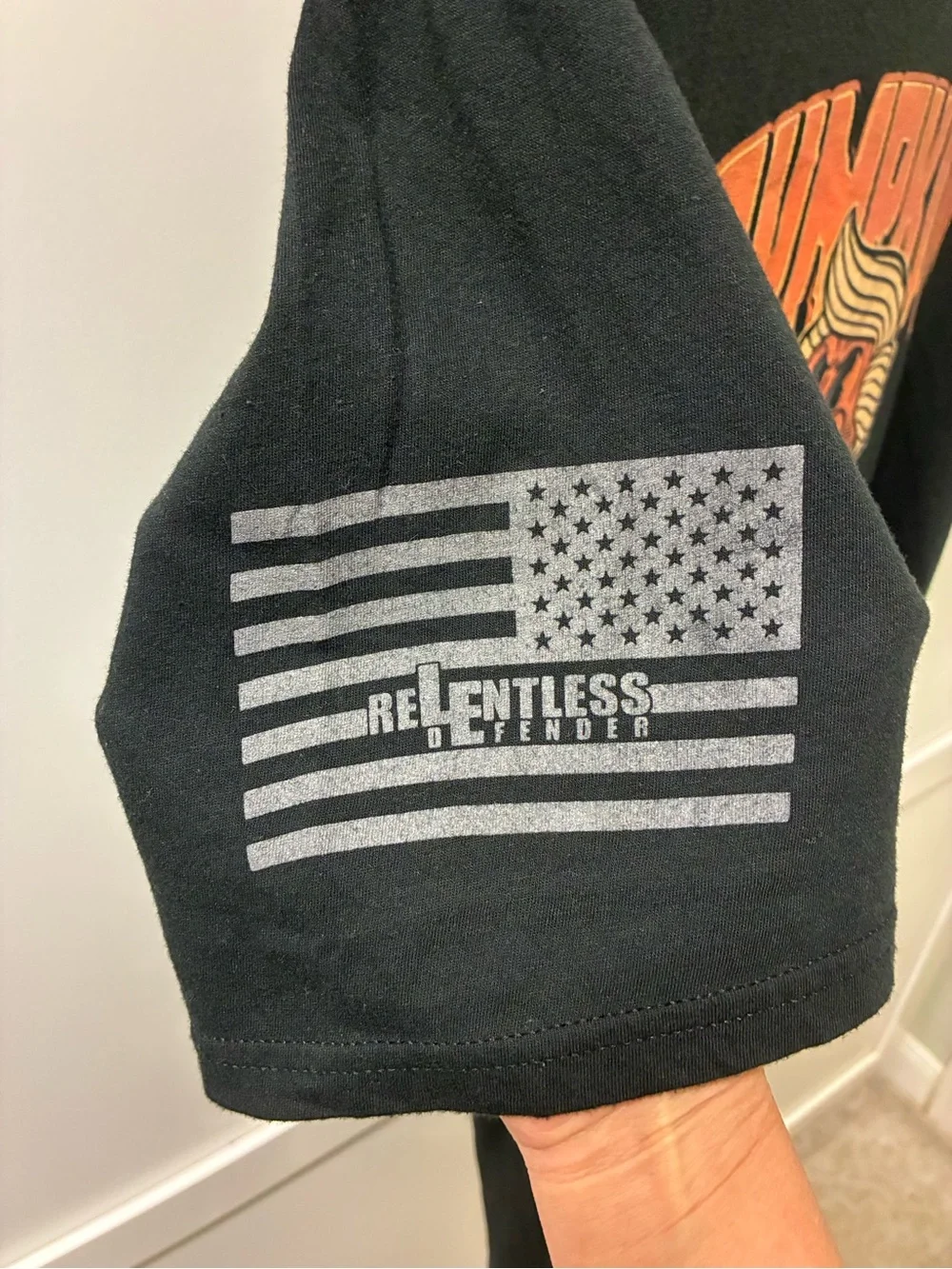 Black Short Sleeve Graphic Tee with Orange Pumpkin Character